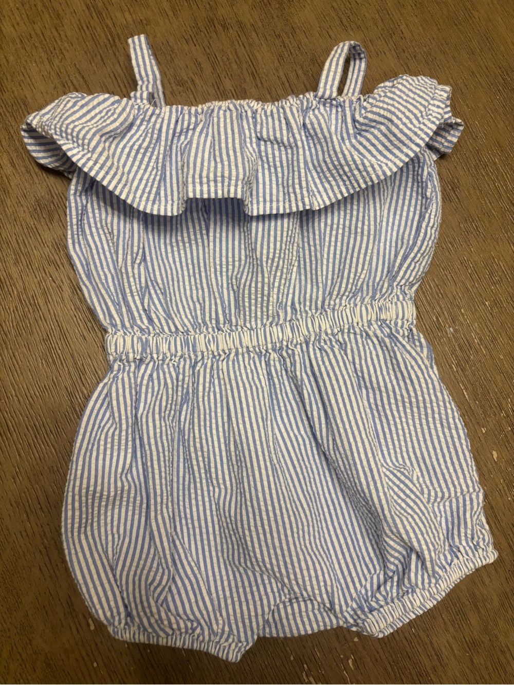 Ralph Lauren Striped Baby Romper blue and white 6m